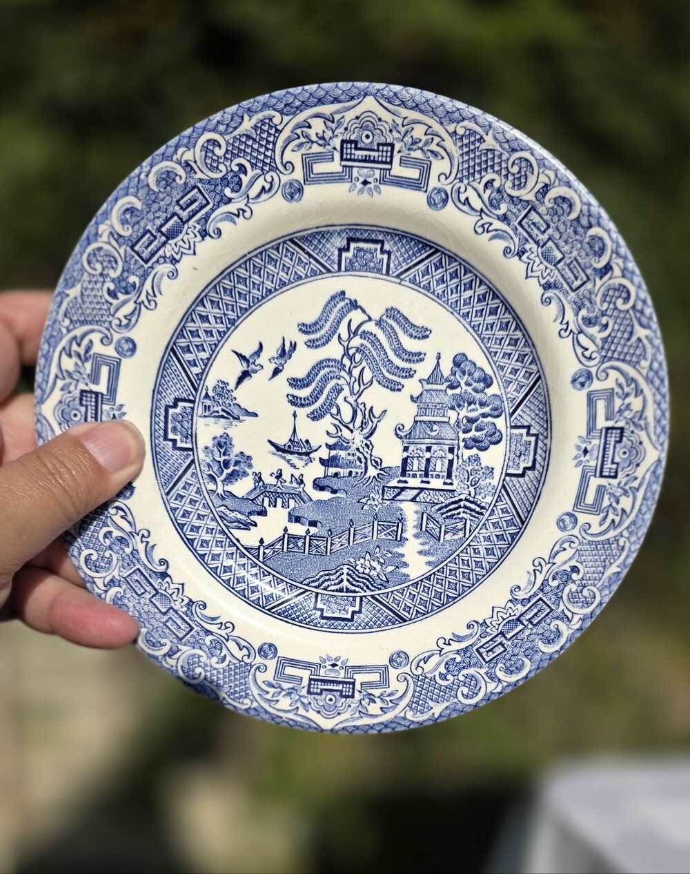 Vintage EIT England Blue Willow Ironstone Bowls Set of 4 6.25"